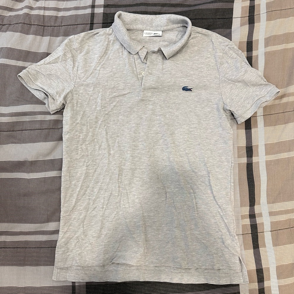 J. Crew x Lacoste 100% Cotton Short Sleeve Polo - Grey